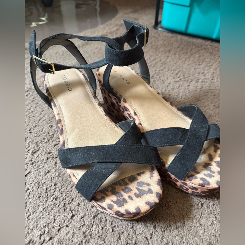 Torrid Faux Suede Platform Wedge - Leopard - Picture 5 of 8